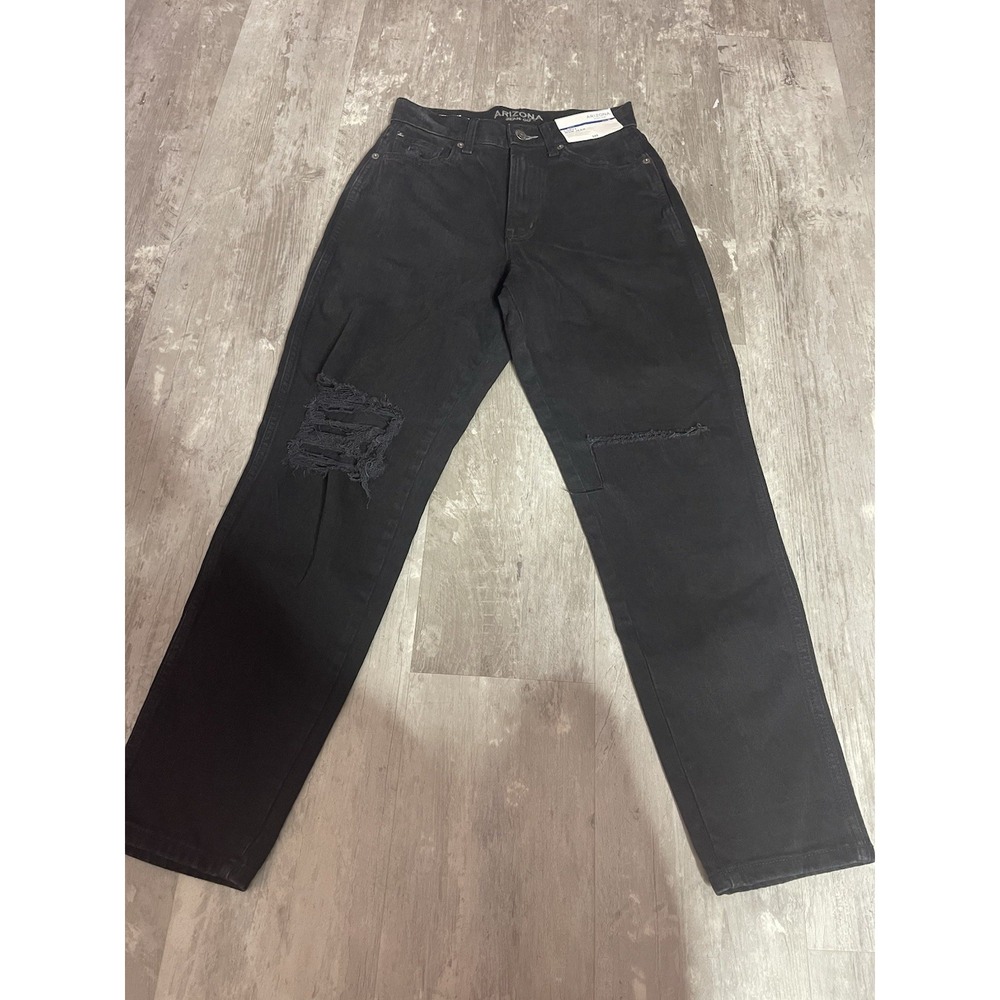 Arizona High Rise Mom Jean Distresed Women's size 5 Black‎ Denim Jeans Bag7